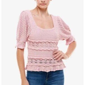 Q & A  Los Angeles Pink Crochet Top Size Small
